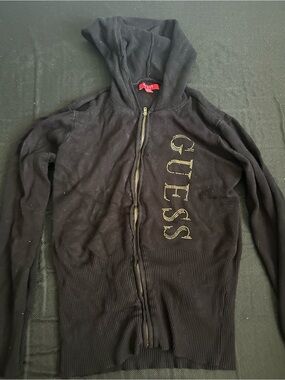 Guess Black Hoodie with Gold Studded Logo